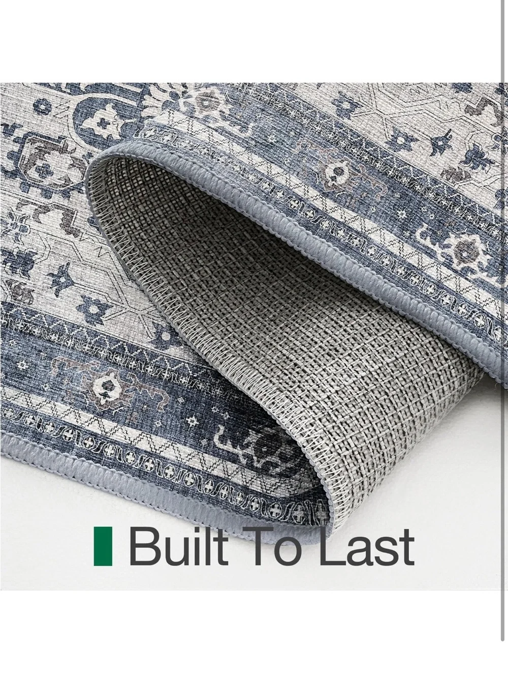 Lumi Blue Floral Medallion Patio/Mud Room Area Rug - Home Accents (washable)